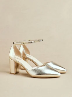 Goud - Linzi Davina pumps met blokhak en dichte hiel