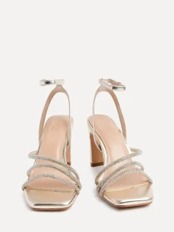 Goud - Linzi Glimmer Diamante Block Heel Sandals