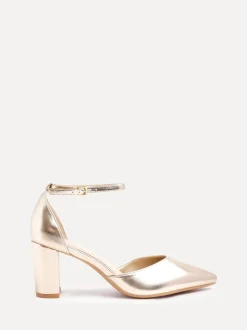 Goud - Linzi Leona pumps met blokhak en dichte hiel