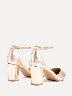 Goud - Linzi Leona pumps met blokhak en dichte hiel
