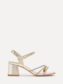 Goud - Linzi Mariah sandalen met hak, versiering en brede pasvorm