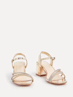 Goud - Linzi Mariah sandalen met hak, versiering en brede pasvorm