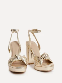 Goud - Linzi Ruba Platform Heels With Knotted Front Strap