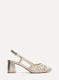Goud - Linzi Sandria handgeweven slingback sandalen