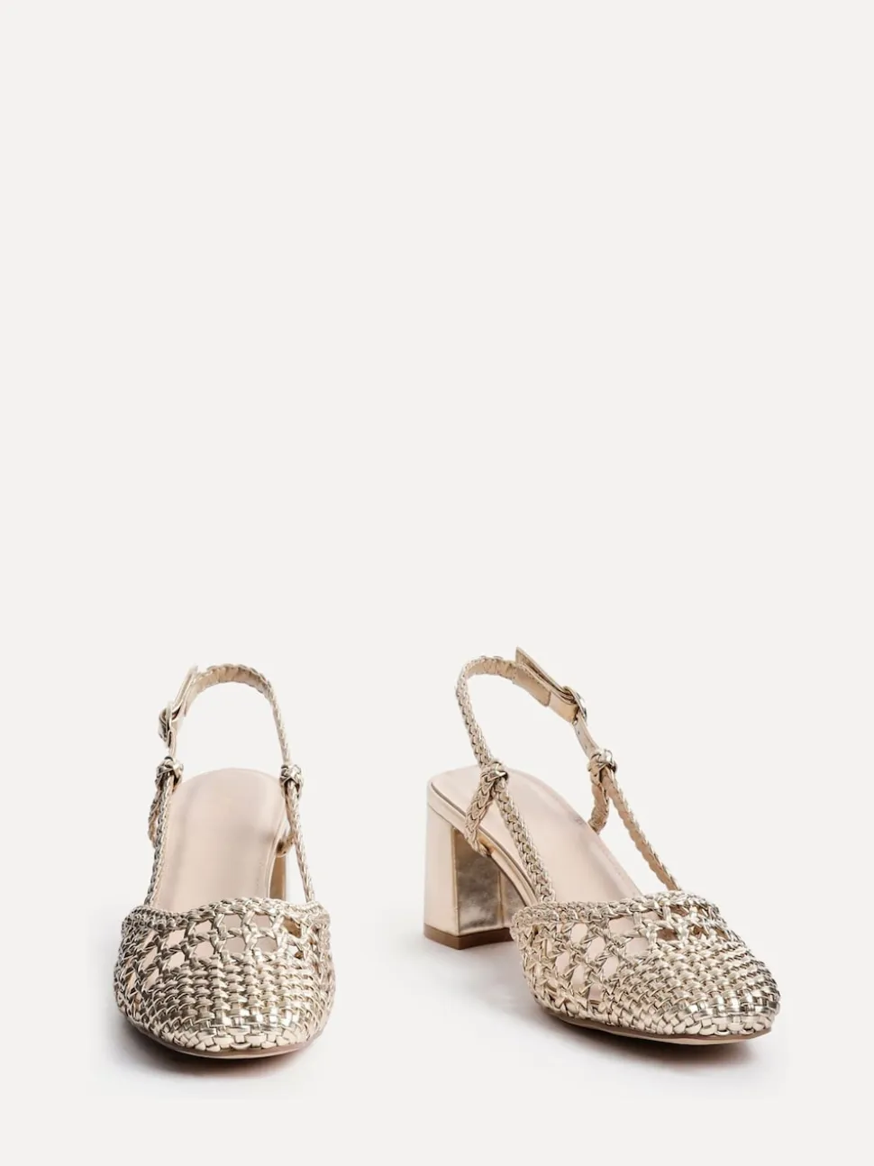 Goud - Linzi Sandria handgeweven slingback sandalen