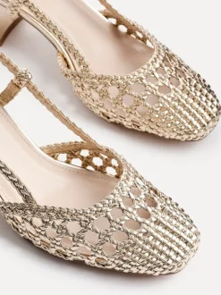 Goud - Linzi Sandria handgeweven slingback sandalen