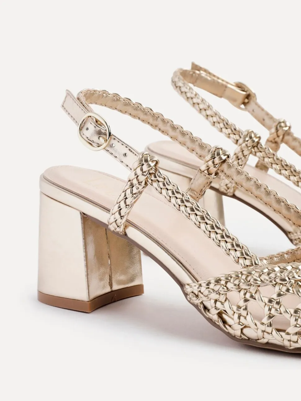Goud - Linzi Sandria handgeweven slingback sandalen