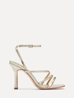 Goud - Linzi Scarlett sandalen met bandjes, hak en enkelbandje
