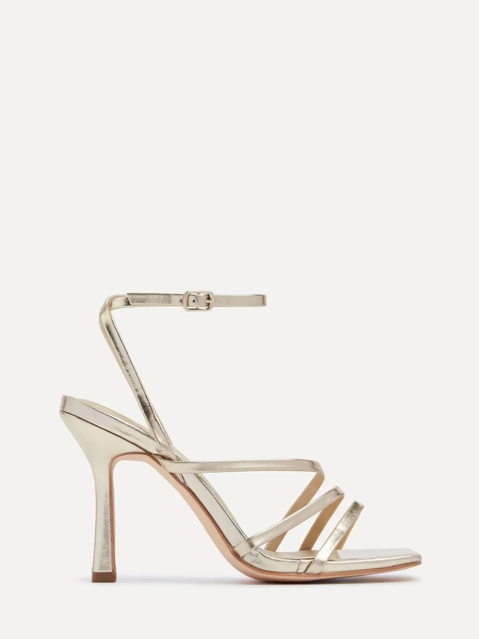 Goud - Linzi Scarlett sandalen met bandjes, hak en enkelbandje
