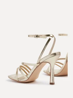 Goud - Linzi Scarlett sandalen met bandjes, hak en enkelbandje