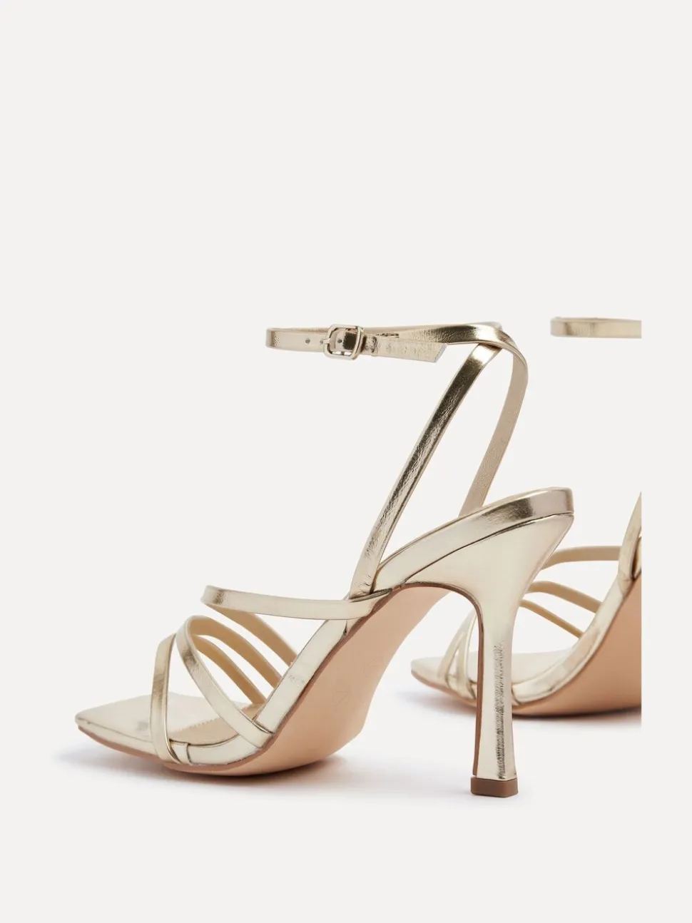 Goud - Linzi Scarlett sandalen met bandjes, hak en enkelbandje