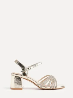 Goud - Linzi Strictly Wide Fit Diamante Crossover Heeled Sandals