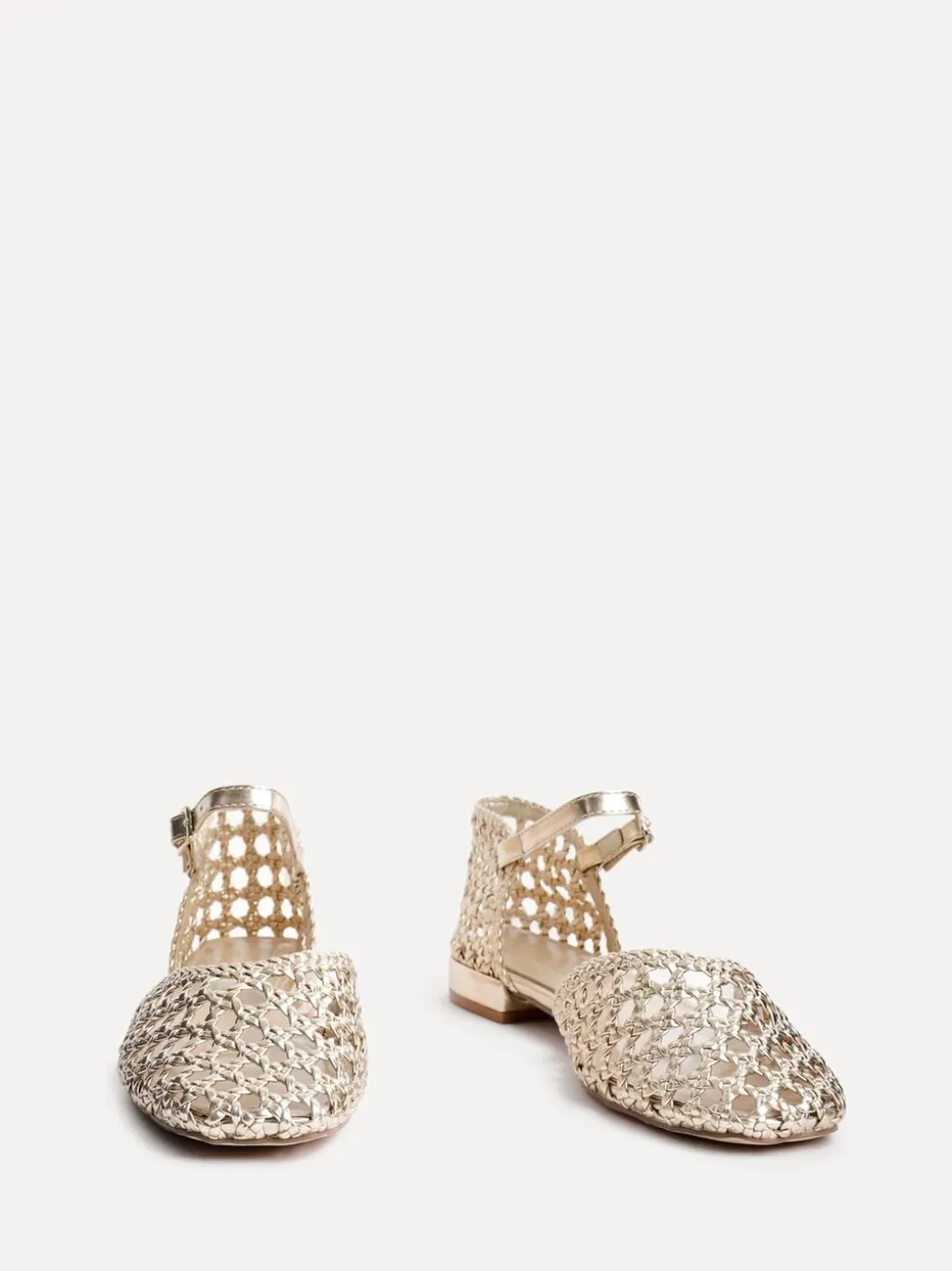 Goud - Linzi Suki handgeweven pumps met lage blokhak