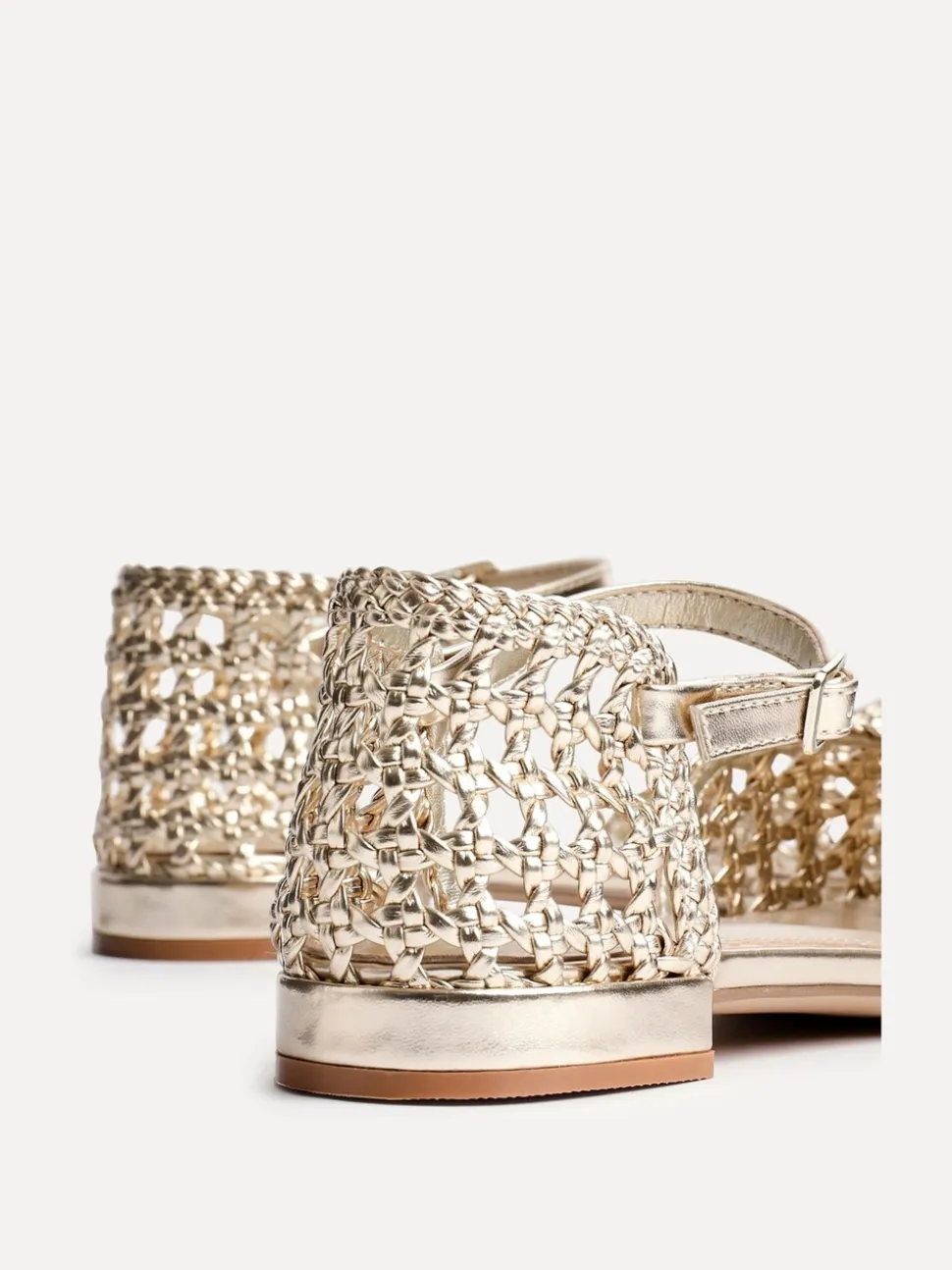 Goud - Linzi Suki handgeweven pumps met lage blokhak