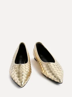 Goud - Linzi Talina Woven Pointed Toe Ballet Flats