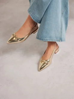 Goud - Long Tall Sally Metal Trim Sling Back Shoes