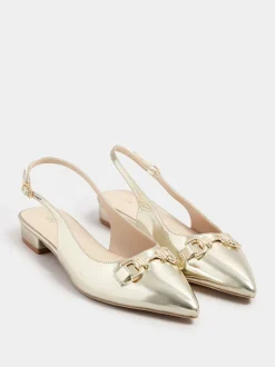 Goud - Long Tall Sally Metal Trim Sling Back Shoes