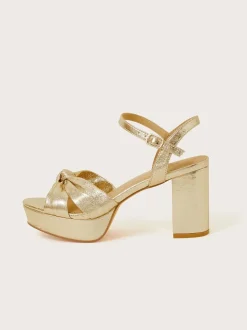 Goud - Monsoon - Metallic sandalen met gedraaide knoop