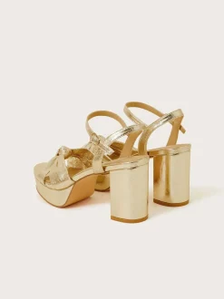 Goud - Monsoon - Metallic sandalen met gedraaide knoop