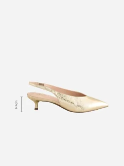 Goud - Punt Toe Lage Slingback Naaldhak Schoenen