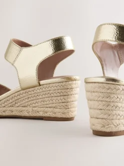 Goud - Ronde Teen Elastische Riem Detail Sleehakken
