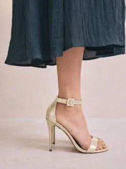 Goud - Signature Premium leren sandalen met hoge ronde neus