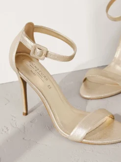 Goud - Signature Premium leren sandalen met hoge ronde neus