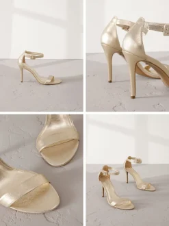 Goud - Signature Premium leren sandalen met hoge ronde neus