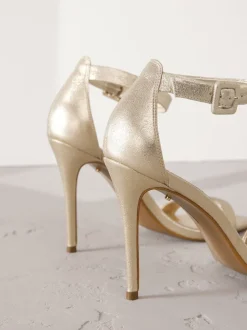 Goud - Signature Premium leren sandalen met hoge ronde neus