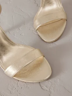 Goud - Signature Premium leren sandalen met hoge ronde neus