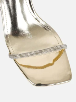 Goud - Simmi London Ciel Diamante Low Block Heeled Sandals