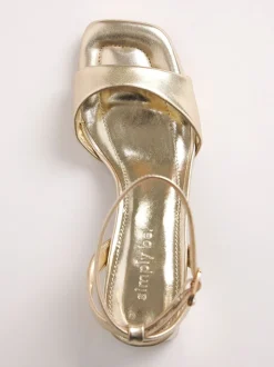 Goud - Simply Be Barely There on Low Block Heels in Extra Wide Fit