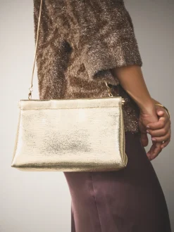 Goud - Sparkle Detail Snap Clutch Bag