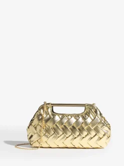 Goud - Weave Grab Handle Clutch Bag
