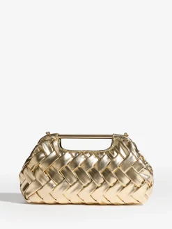Goud - Weave Grab Handle Clutch Bag