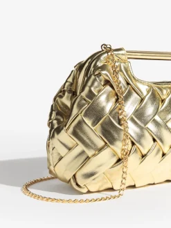 Goud - Weave Grab Handle Clutch Bag