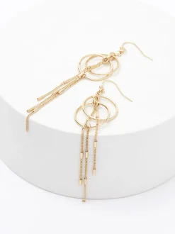 Goudkleurig - Circle oorbellen met ketting