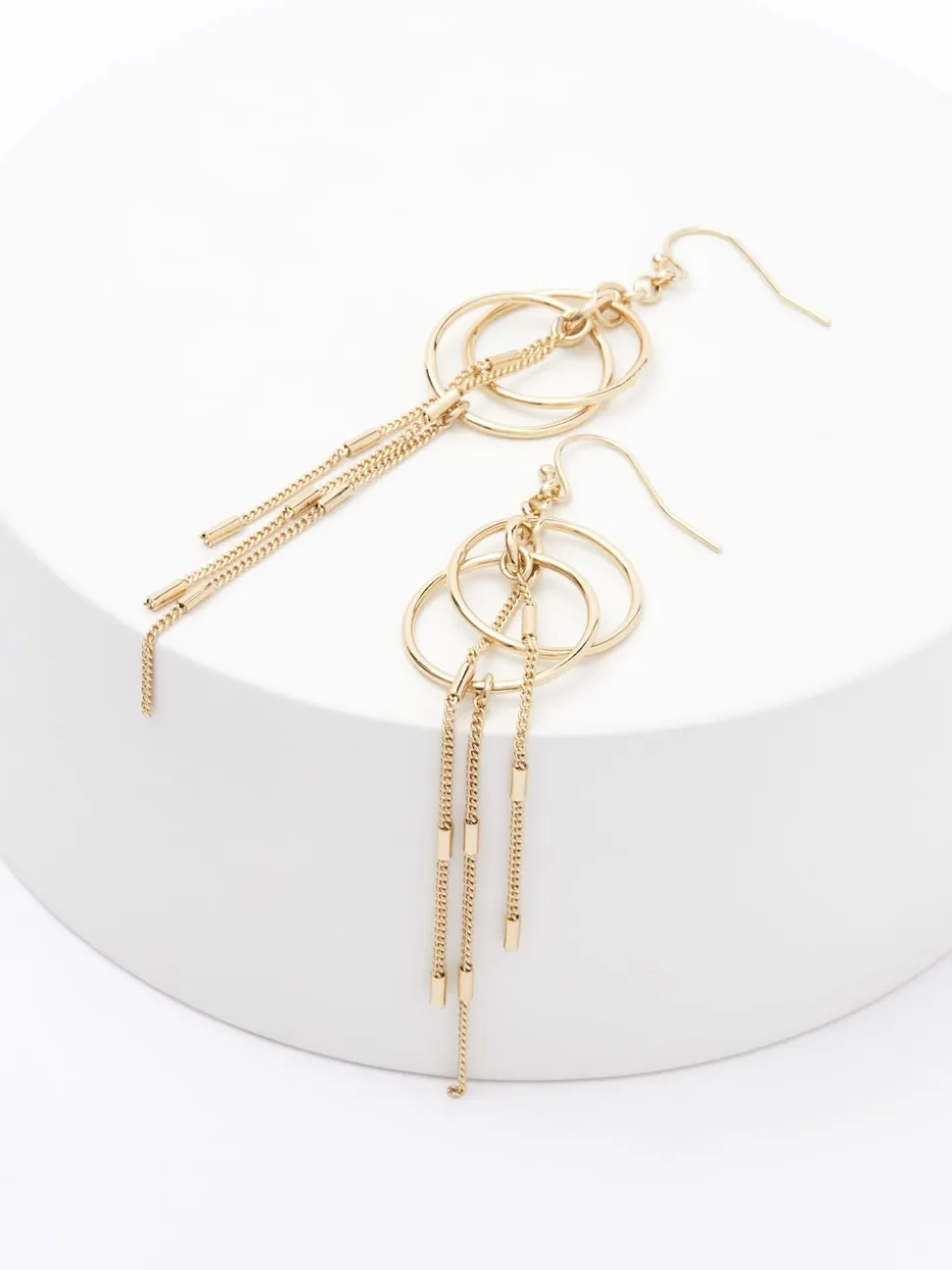 Goudkleurig - Circle oorbellen met ketting