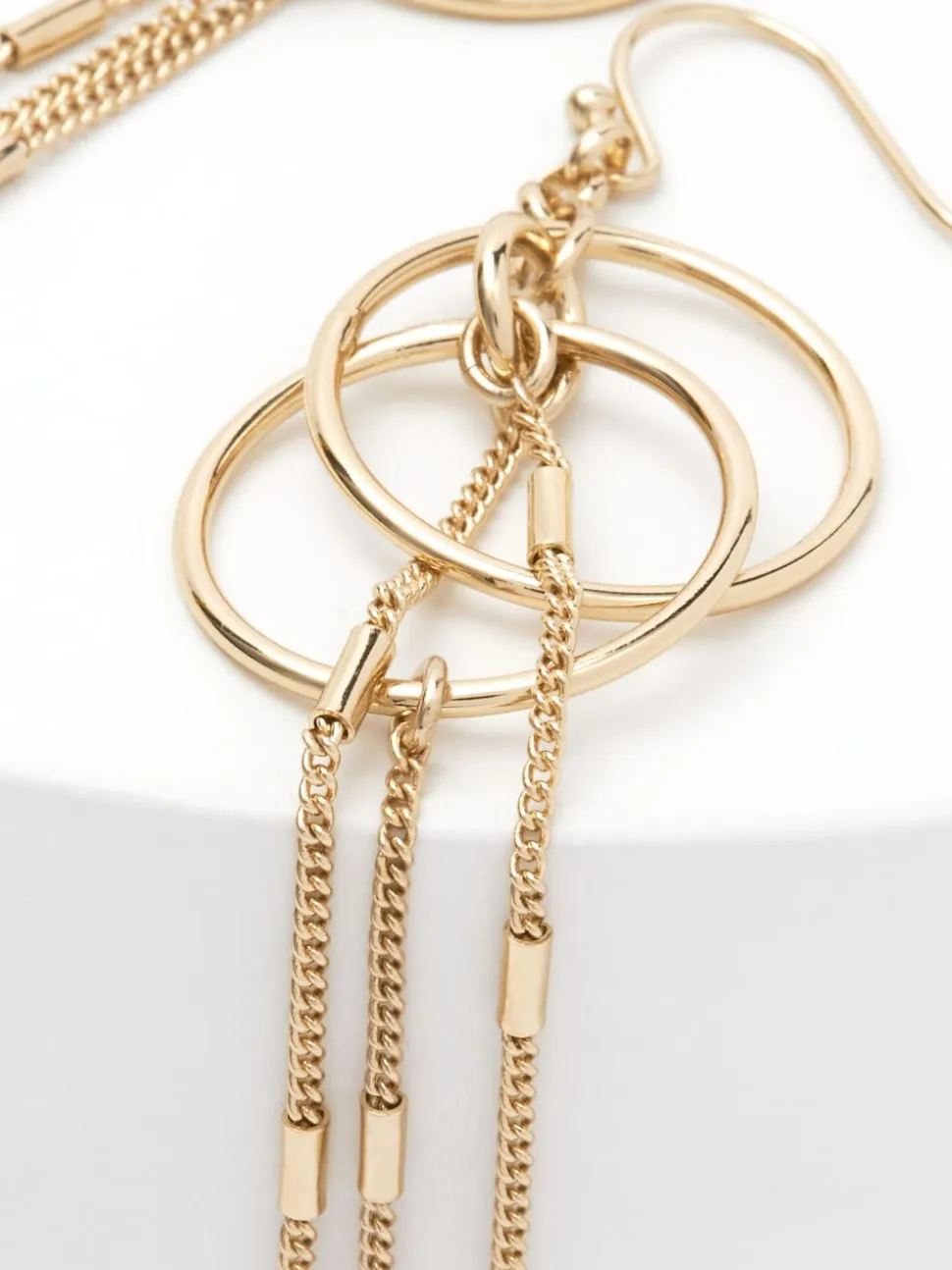 Goudkleurig - Circle oorbellen met ketting