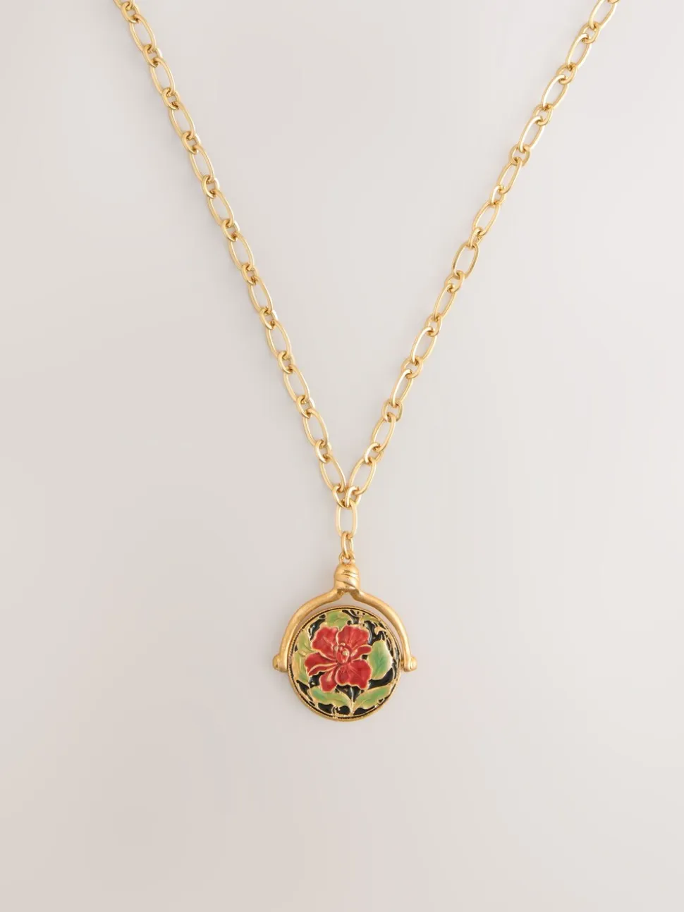 Goudkleurig - Floral T-Bar Spinner Long Necklace