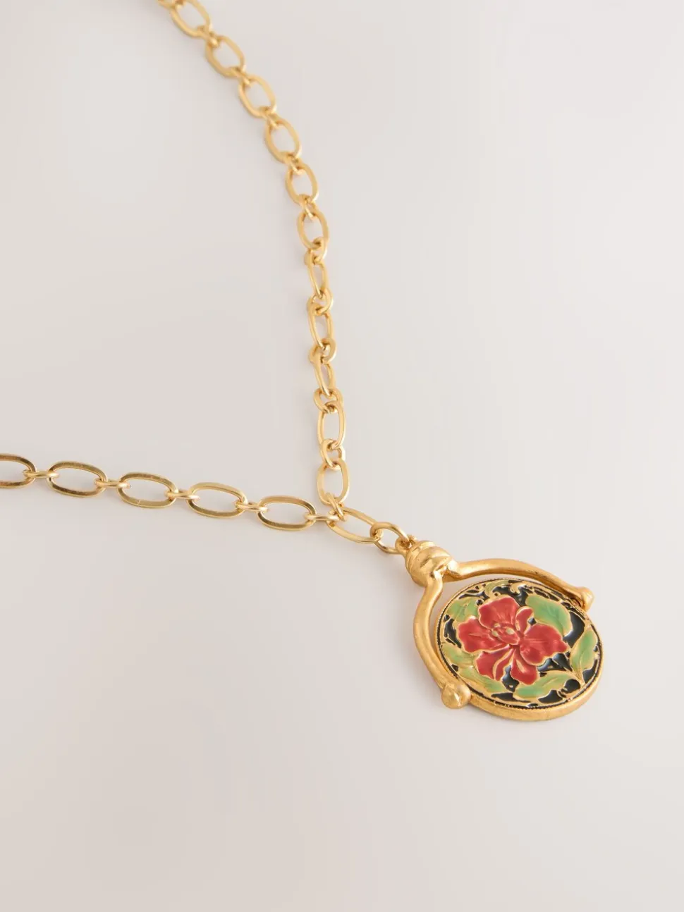 Goudkleurig - Floral T-Bar Spinner Long Necklace