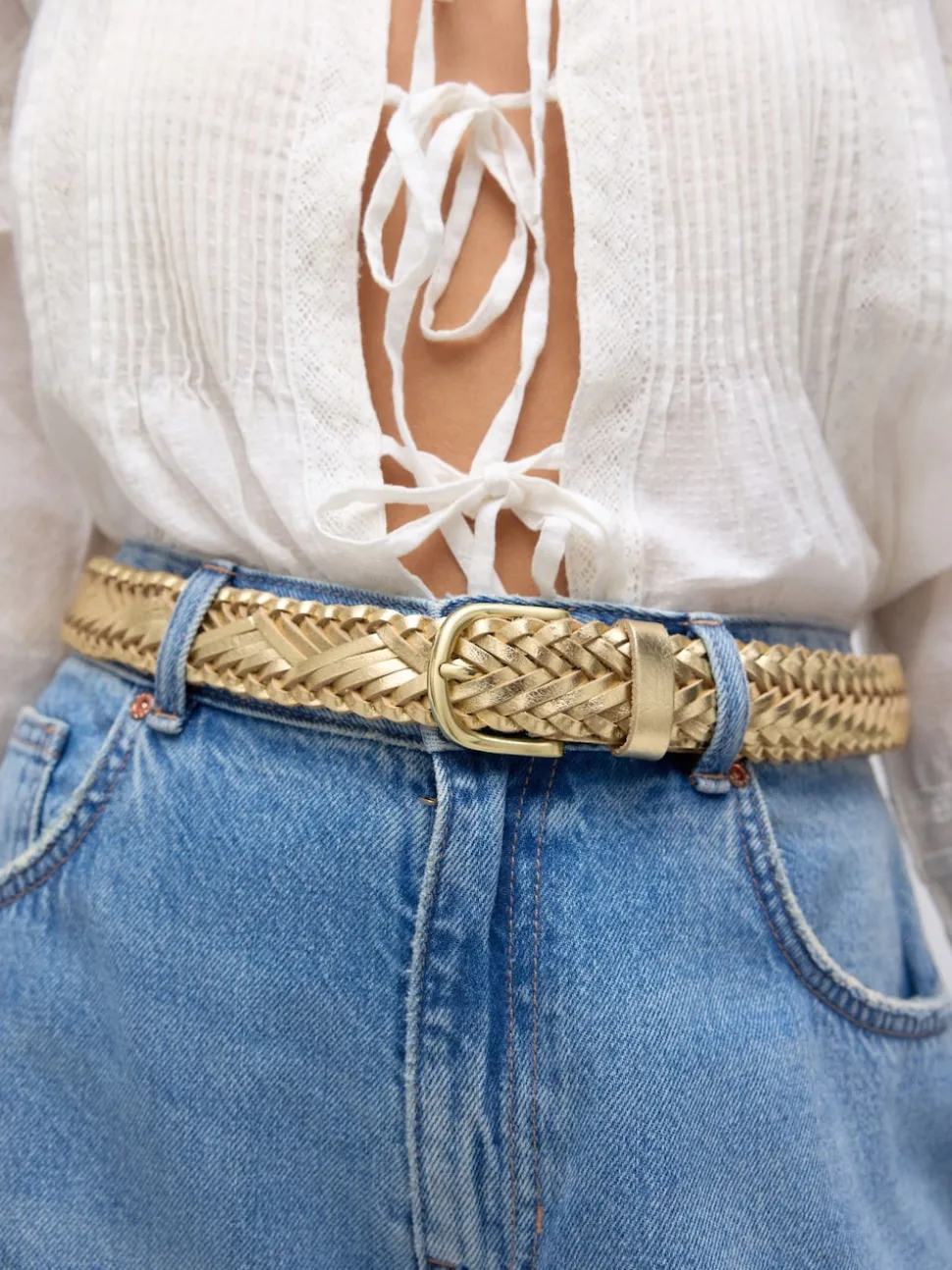Goudkleurig - Hand Plaited Leather Belt