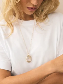 Goudkleurig - Ketting met hangertje van vereende ringen
