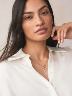 Goudkleurig - Lariat-halsketting met Hart draad