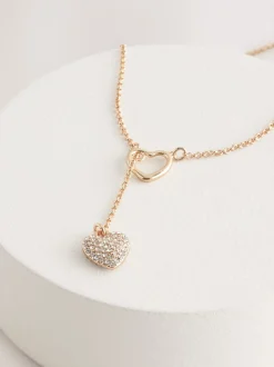 Goudkleurig - Lariat-halsketting met Hart draad