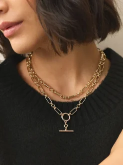 Goudkleurig - Layered T-Bar Chain Necklace