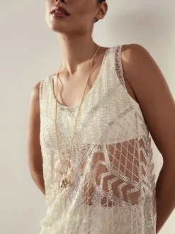 Goudkleurig - Long Flower Necklace