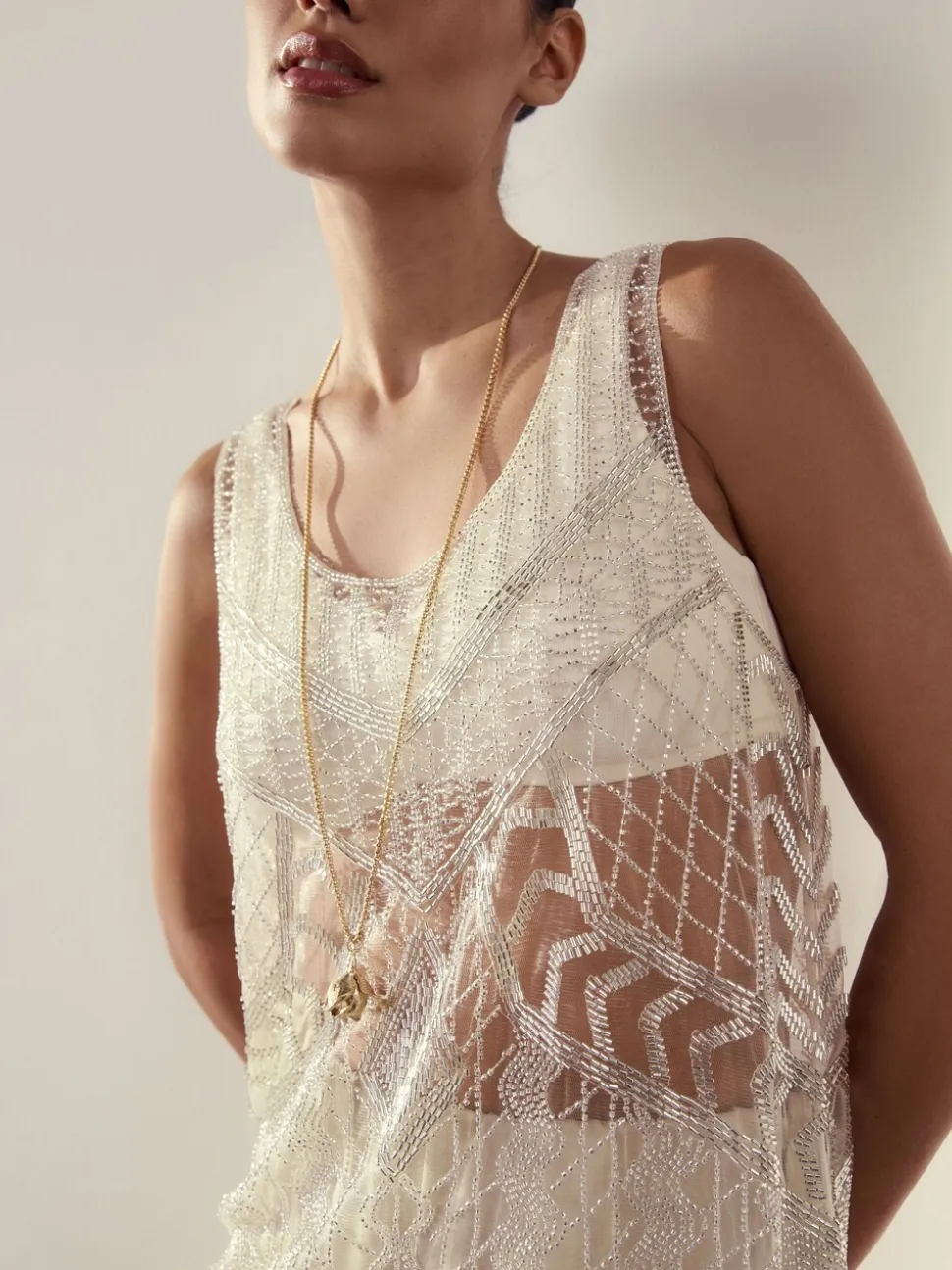 Goudkleurig - Long Flower Necklace