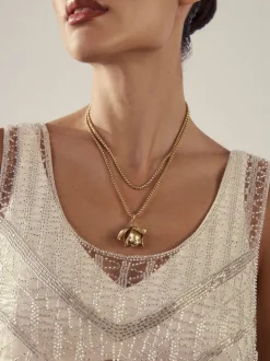 Goudkleurig - Long Flower Necklace