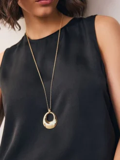 Goudkleurig - Open Circle Drop Long Necklace